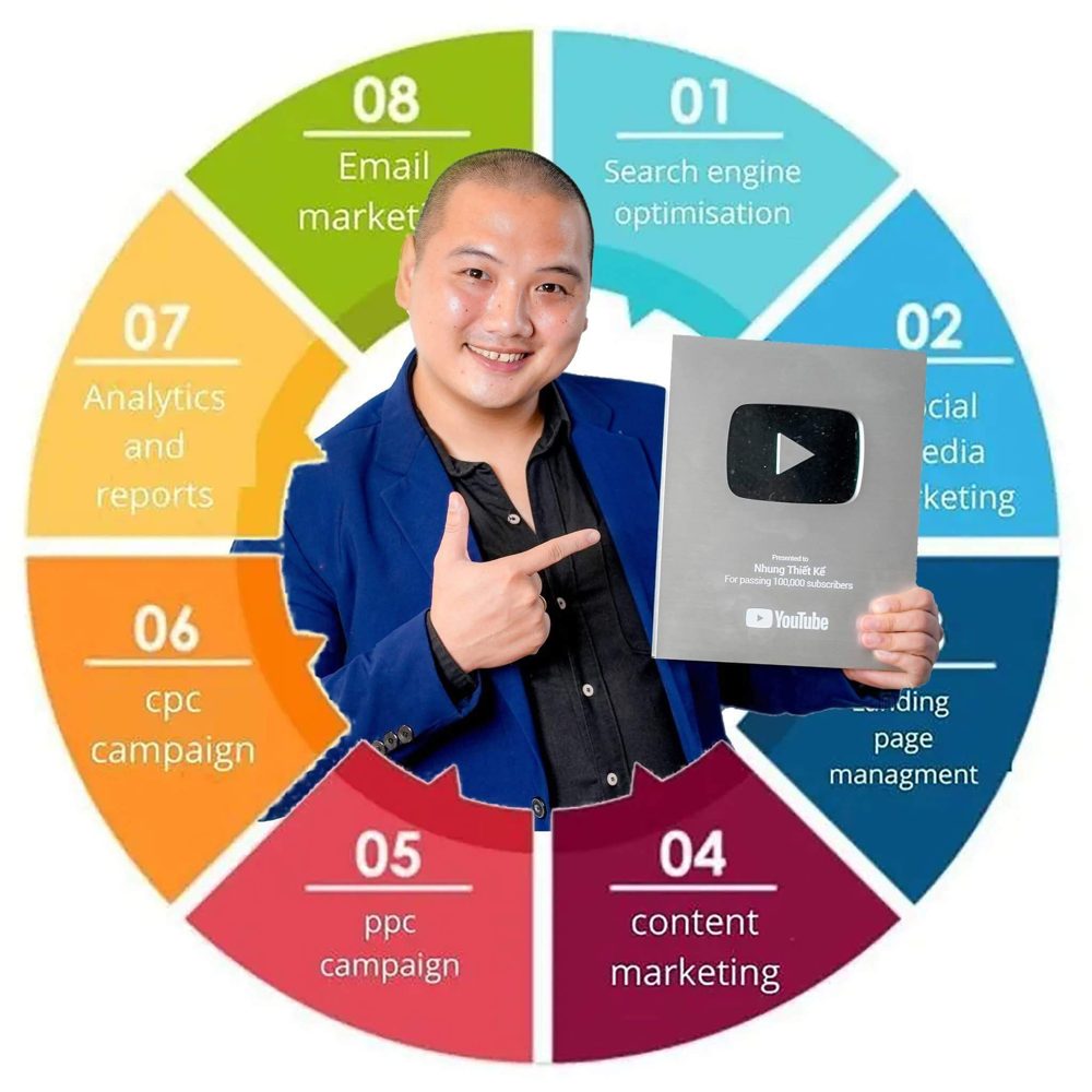 Đặng Tuấn Mã cầm nút Bạc YouTube của kênh Nhung Thiết Kế