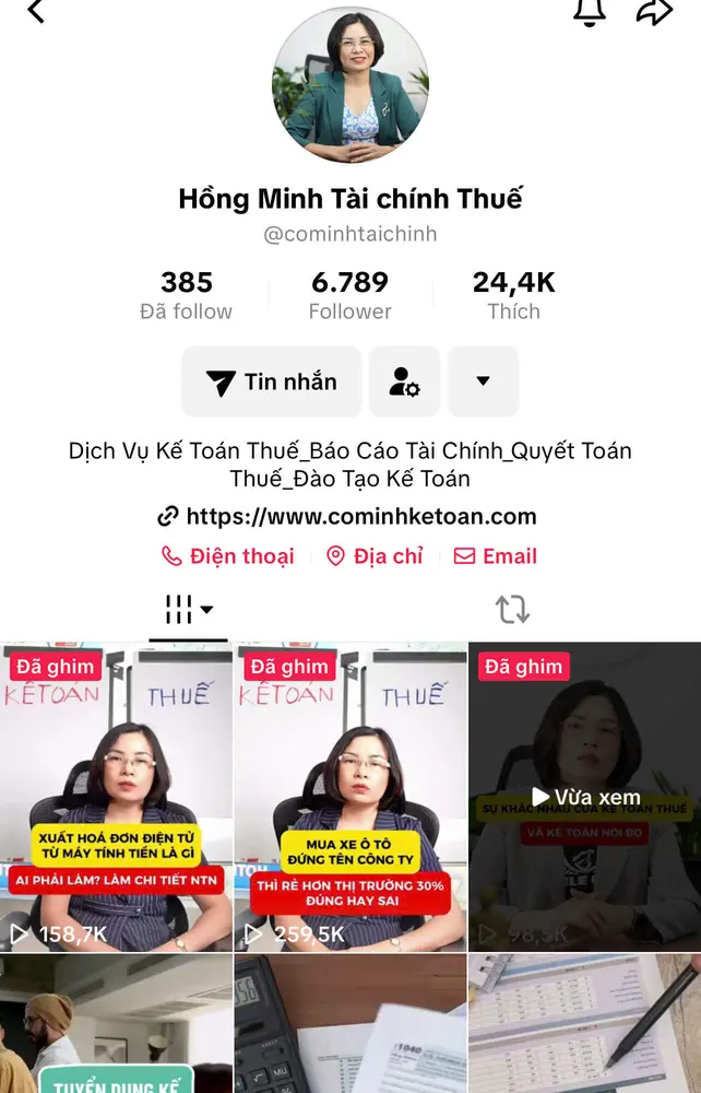 Kênh TikTok Hồng Minh Tài chính Thuế