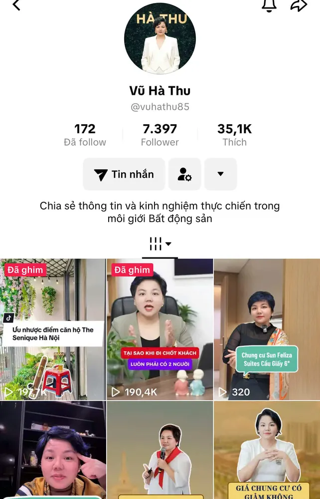 Kênh TikTok Vũ Hà Thu